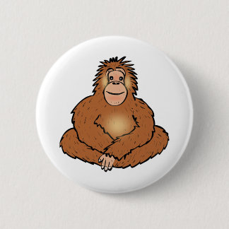 Urangutan zit, grappige dierenkunst ronde button 5,7 cm