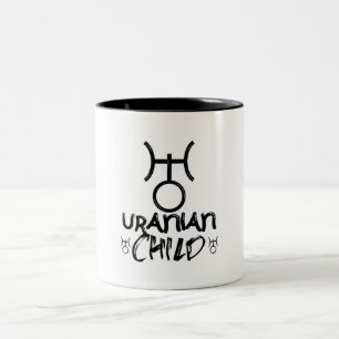 Uranian Child Symbol Astrology Zodiac Planet Sign Tweekleurige Koffiemok