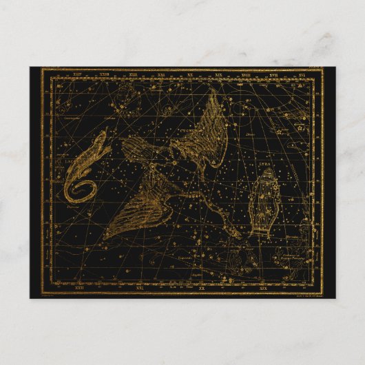 Urania's Mirror Celestial Map Gold en Black Briefkaart (Voorkant)