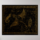Urania's Mirror Celestial Map Gold en Black Poster (Voorkant)