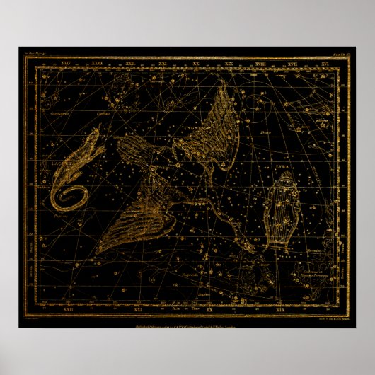 Urania's Mirror Celestial Map Gold en Black Poster (Voorkant)