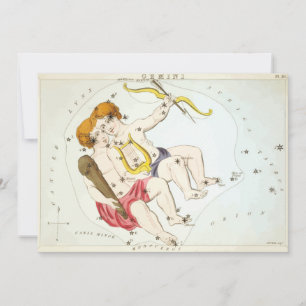 Urania's Mirror Gemini Constellation Antiek Print Kaart
