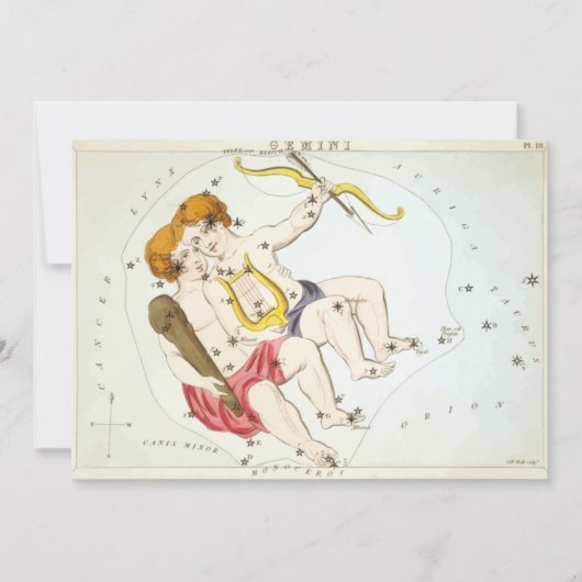 Urania's Mirror Gemini Constellation Antiek Print Kaart (Voorkant)