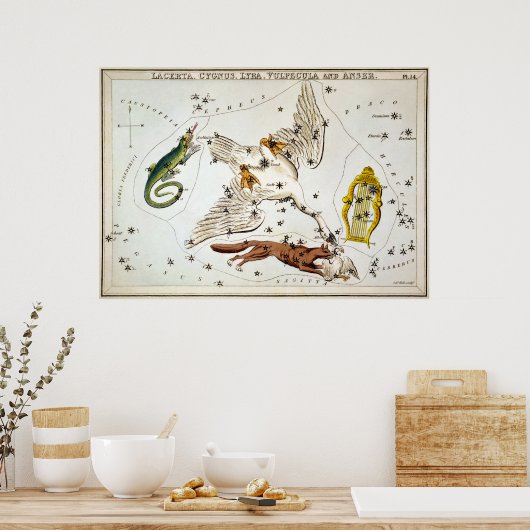 Urania's Mirror - Lacerta, Cygnus, Lyra, Vulpecula Poster (Keuken)