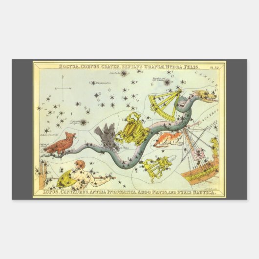 Urania's Mirror,  sterrenkunde Hemelkaart Rechthoekige Sticker (Voorkant)