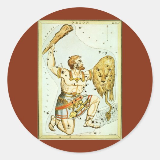 Urania's Mirror,  sterrenkunde Hemelkaart Ronde Sticker (Voorkant)