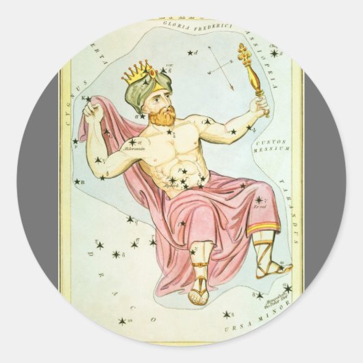 Urania's Mirror,  sterrenkunde Hemelkaart Ronde Sticker (Voorkant)