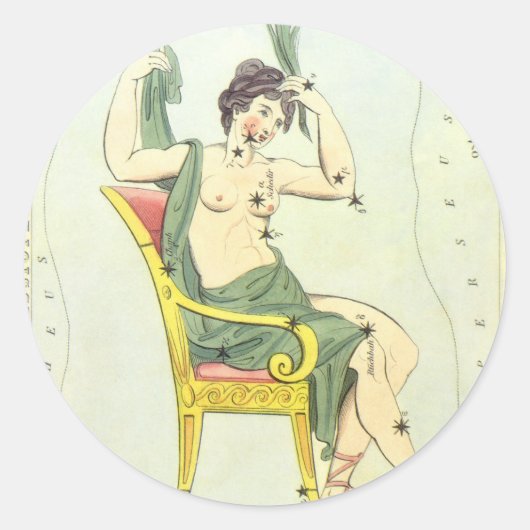 Urania's Mirror,  sterrenkunde Hemelkaart Ronde Sticker (Voorkant)