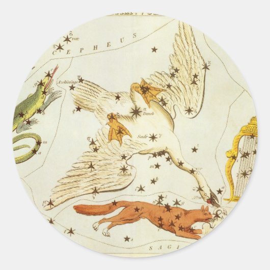 Urania's Mirror,  sterrenkunde Hemelkaart Ronde Sticker (Voorkant)