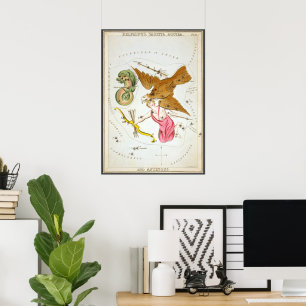 Urania's spiegel, antieke astronomische hemelkaart poster
