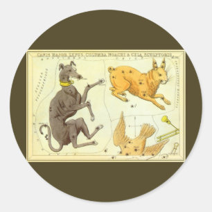 Urania's Spiegel, Antieke Hemelkaart Astronomie Ronde Sticker