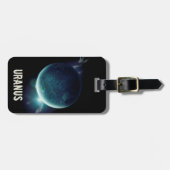 Uranus blauwe planeet 3d heelal ruimteillustratie bagagelabel (Voorkant horizontaal)