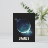 Uranus blauwe planeet 3d heelal ruimteillustratie feestdagenkaart (Staand voorkant)