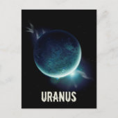 Uranus blauwe planeet 3d heelal ruimteillustratie feestdagenkaart (Voorkant)
