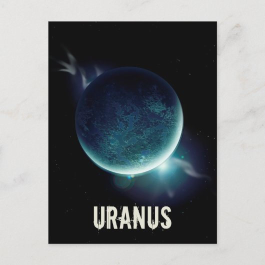 Uranus blauwe planeet 3d heelal ruimteillustratie feestdagenkaart (Voorkant)