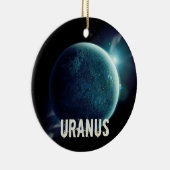 Uranus blauwe planeet 3d heelal ruimteillustratie keramisch ornament (Rechts)