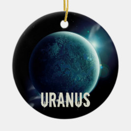 Uranus blauwe planeet 3d heelal ruimteillustratie keramisch ornament