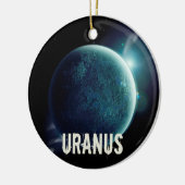 Uranus blauwe planeet 3d heelal ruimteillustratie keramisch ornament (Links)