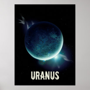 Uranus blauwe planeet 3d heelal ruimteillustratie poster