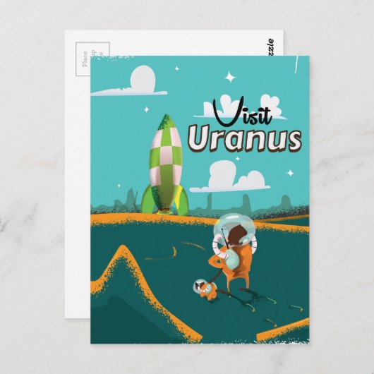 Uranus  cartoon Reisposter Briefkaart (Voorkant / Achterkant)