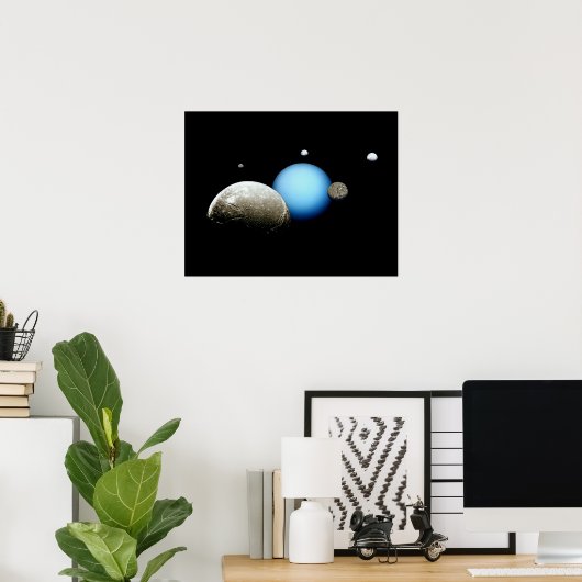 Uranus en Moons NASA Planet Poster (Thuiskantoor)