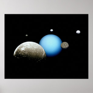 Uranus en Moons NASA Planet Poster