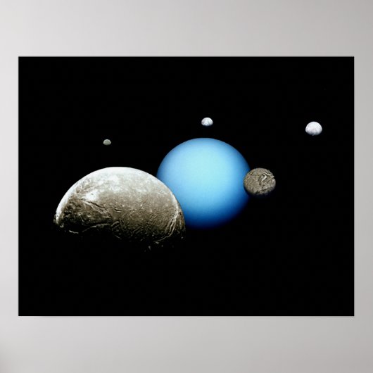 Uranus en Moons NASA Planet Poster (Voorkant)