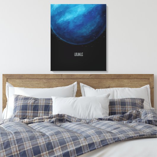 Uranus Planeet Kunstwerk – Kosmische ruimte Illust Canvas Afdruk (Insitu (Slaapkamer))