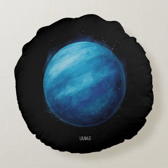 Uranus Planeet Kunstwerk – Kosmische ruimte Illust Rond Kussen (Achterkant)