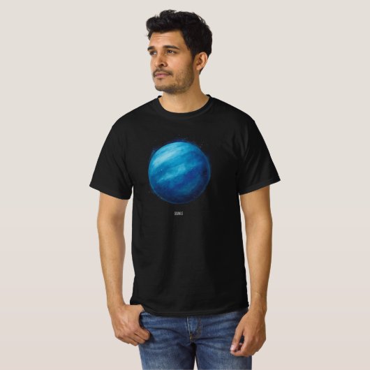 Uranus Planeet Kunstwerk – Kosmische ruimte Illust T-shirt (Voorkant volledig)