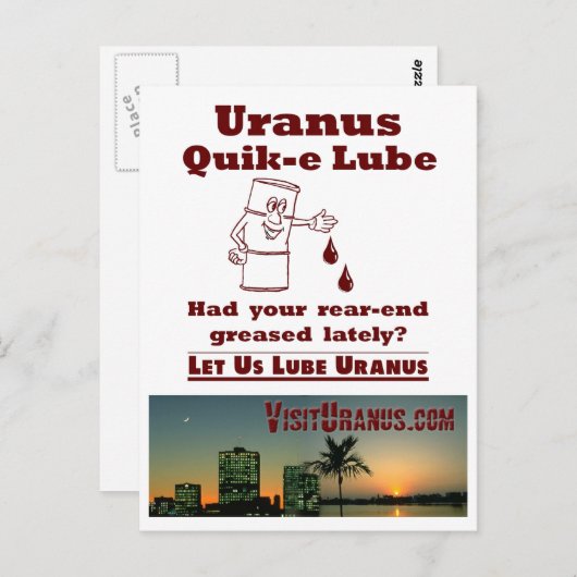 Uranus Quik-e Lube Briefkaart (Voorkant / Achterkant)