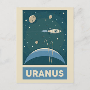 Uranus Retro Galaxy Rocket Briefkaart