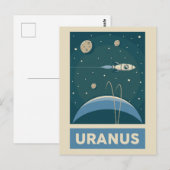 Uranus Retro Galaxy Rocket Briefkaart (Voorkant / Achterkant)
