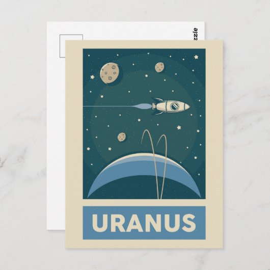 Uranus Retro Galaxy Rocket Briefkaart (Voorkant / Achterkant)