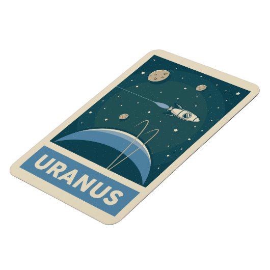 Uranus Retro Galaxy Rocket Magneet (Linkerzijde)