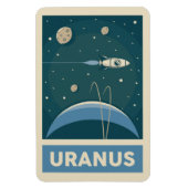 Uranus Retro Galaxy Rocket Magneet (Verticaal)