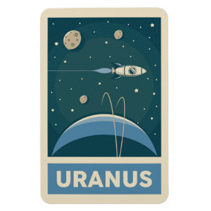 Uranus Retro Galaxy Rocket Magneet