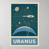 Uranus Retro Galaxy Rocket Poster (Voorkant)