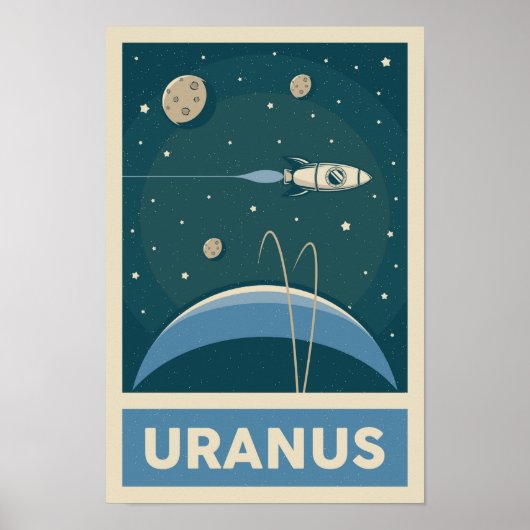 Uranus Retro Galaxy Rocket Poster (Voorkant)