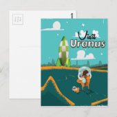 Uranus vintage cartoonaffiche briefkaart (Voorkant / Achterkant)