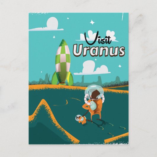 Uranus vintage cartoonaffiche briefkaart (Voorkant)