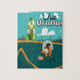 Uranus vintage cartoonaffiche voor reizen legpuzzel