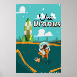 Uranus vintage cartoonaffiche voor reizen poster