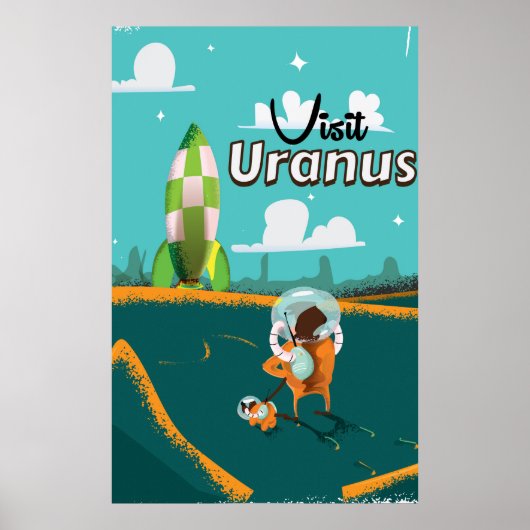 Uranus vintage cartoonaffiche voor reizen poster (Voorkant)