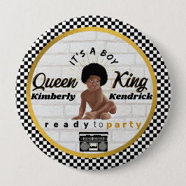 Urban Afro Baby Boy 90's Hip Hop Retro Baby shower Ronde Button 4,0 Cm