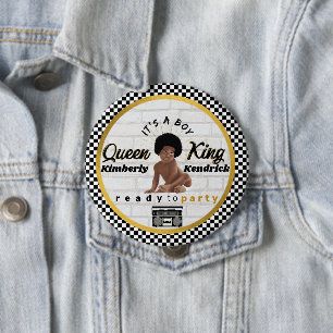 Urban Afro Baby Boy 90's Hip Hop Retro Baby shower Ronde Button 4,0 Cm