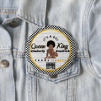 Urban Afro Baby Boy 90's Hip Hop Retro Baby shower Ronde Button 4,0 Cm