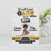 Urban Afro Baby Boy | Hip Hop Retro Baby shower Kaart (Staand voorkant)