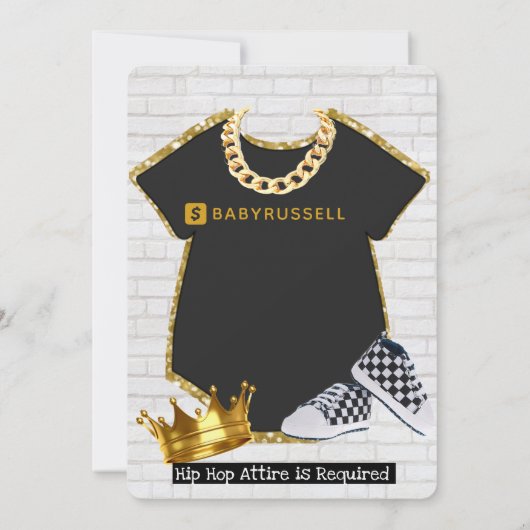 Urban Afro Baby Boy | Hip Hop Retro Baby shower Kaart (Achterkant)