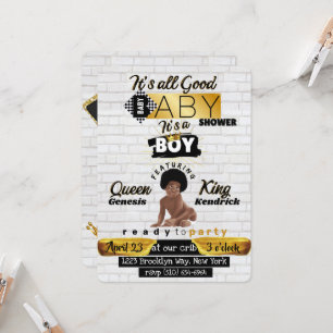 Urban Afro Baby Boy   Hip Hop Retro Baby shower Kaart